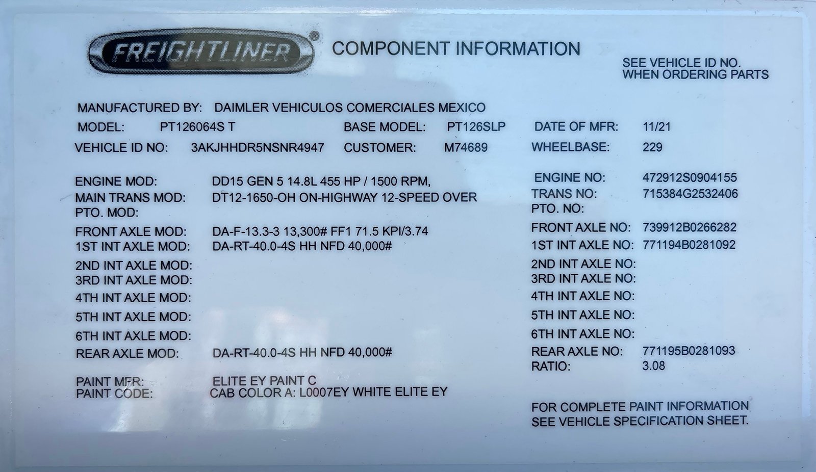 
								2022 Freightliner Cascadia 126 full									